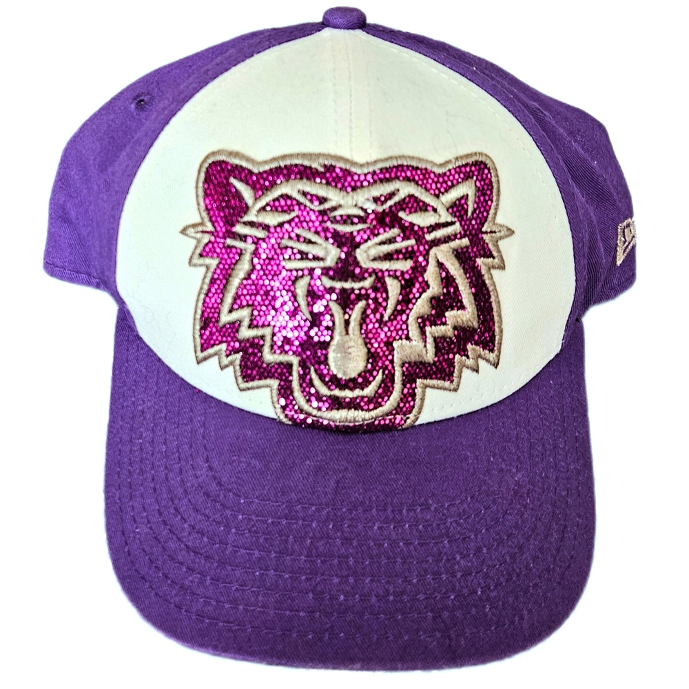 New Era Purple and White Teen/Youth Hat with Pink Sequin Tiger